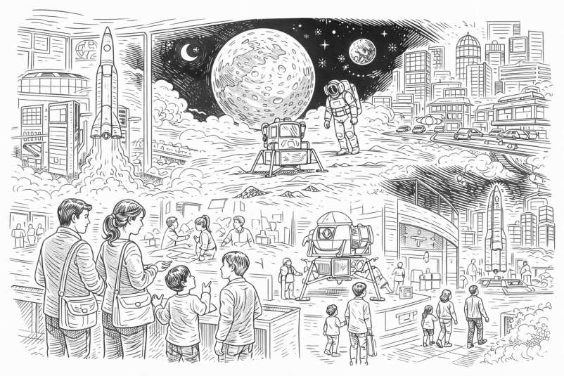 各県に宇宙センターができて、月まで誰でも行けるようになったら